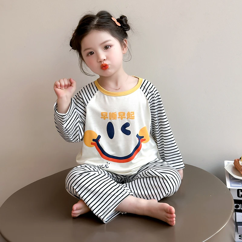 儿童睡衣莫代尔套装夏季薄款空调服2025新款小女孩女宝宝卡通套装