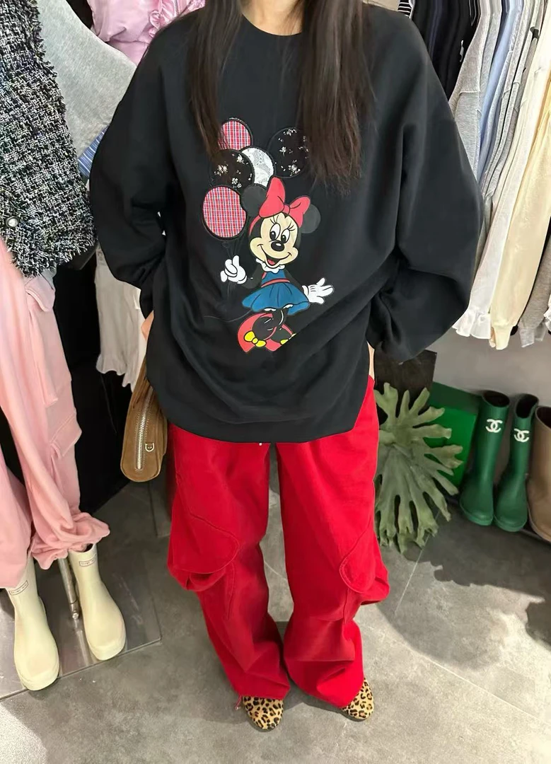 小韩长袖卡通米妮休闲印花潮流卡通卫衣