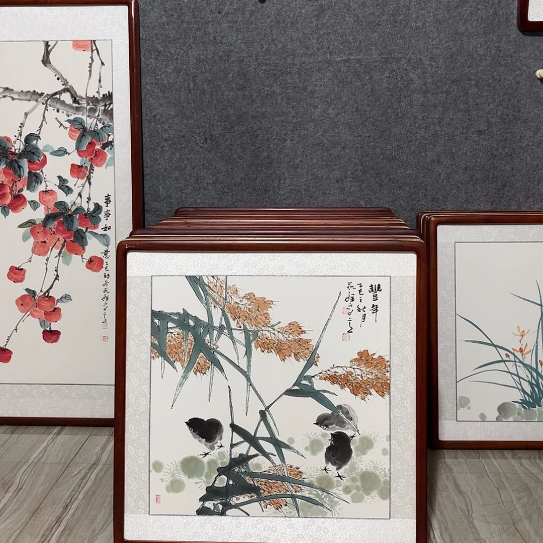 国画书画作品带框63×63