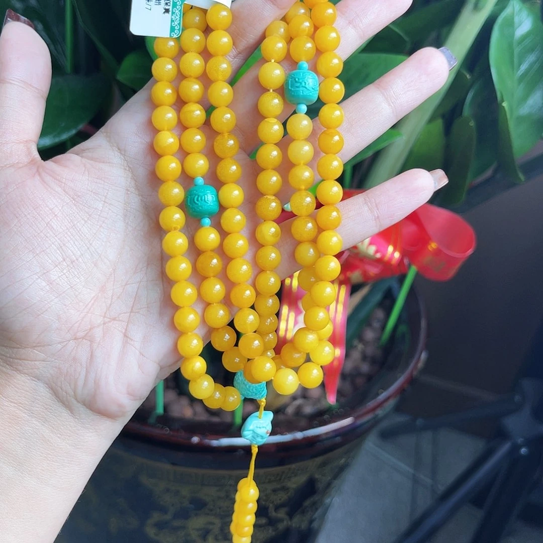 琥珀手链未镶嵌项链108 7m