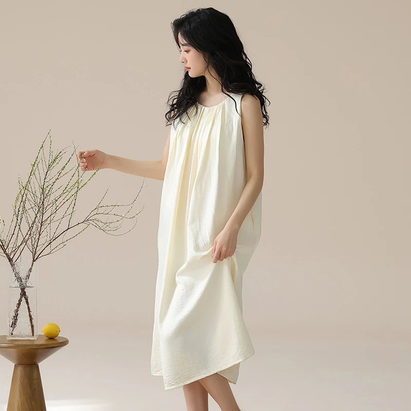 女士睡裙带胸垫夏季凉感孕妇云朵棉凉感睡衣可外穿吊带连衣裙