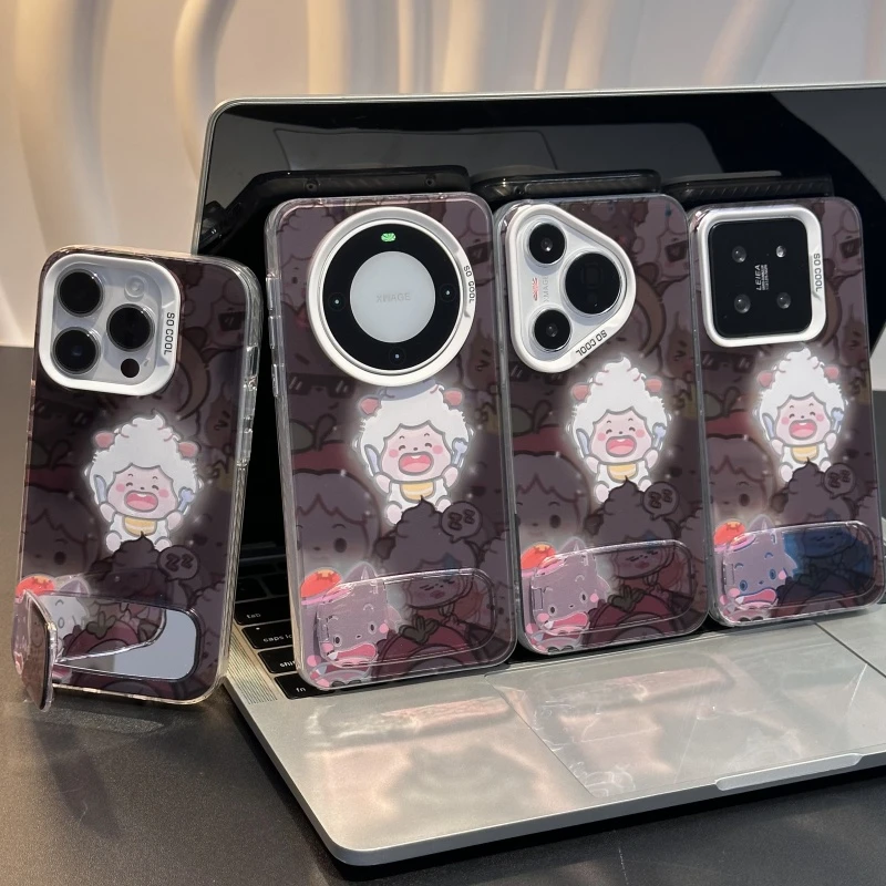 GGBond发光懒洋洋镜子支架适用苹果16元气手机壳vivo华为oppo小米