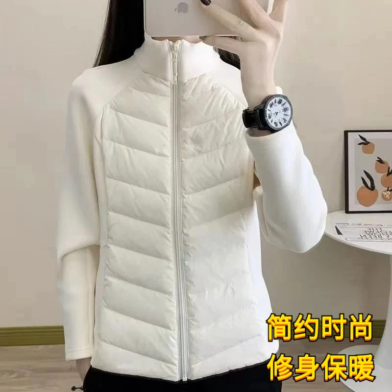 秋冬轻薄内搭瑜伽外套小蛮腰立领保暖外套运动打底棉服内胆收腰