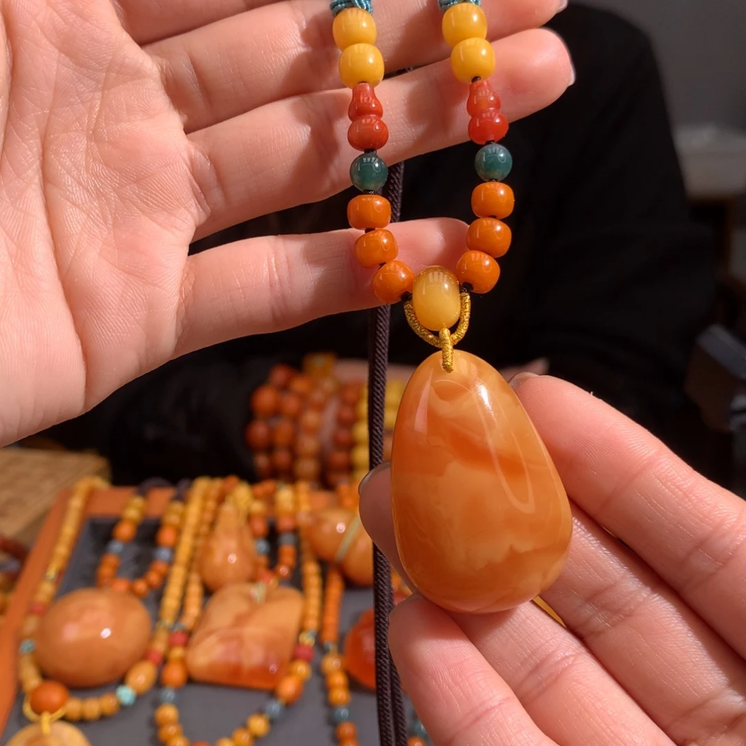 蜜蜡颈饰未镶嵌水滴