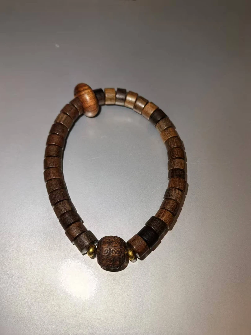 黑檀雕刻手串手工串珠diy