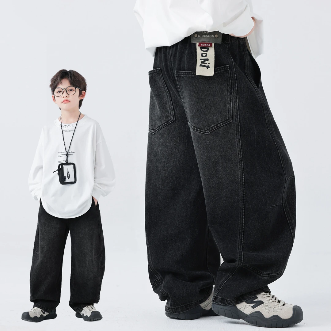 男童裤子春秋款2025新款牛仔裤中大童宽松长裤潮 A5223