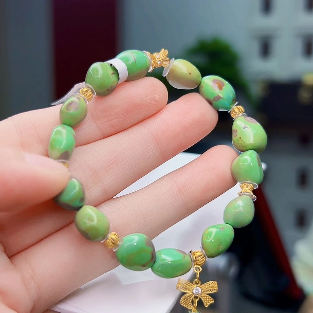 绿松石珠宝奇石18K金镶嵌糊*