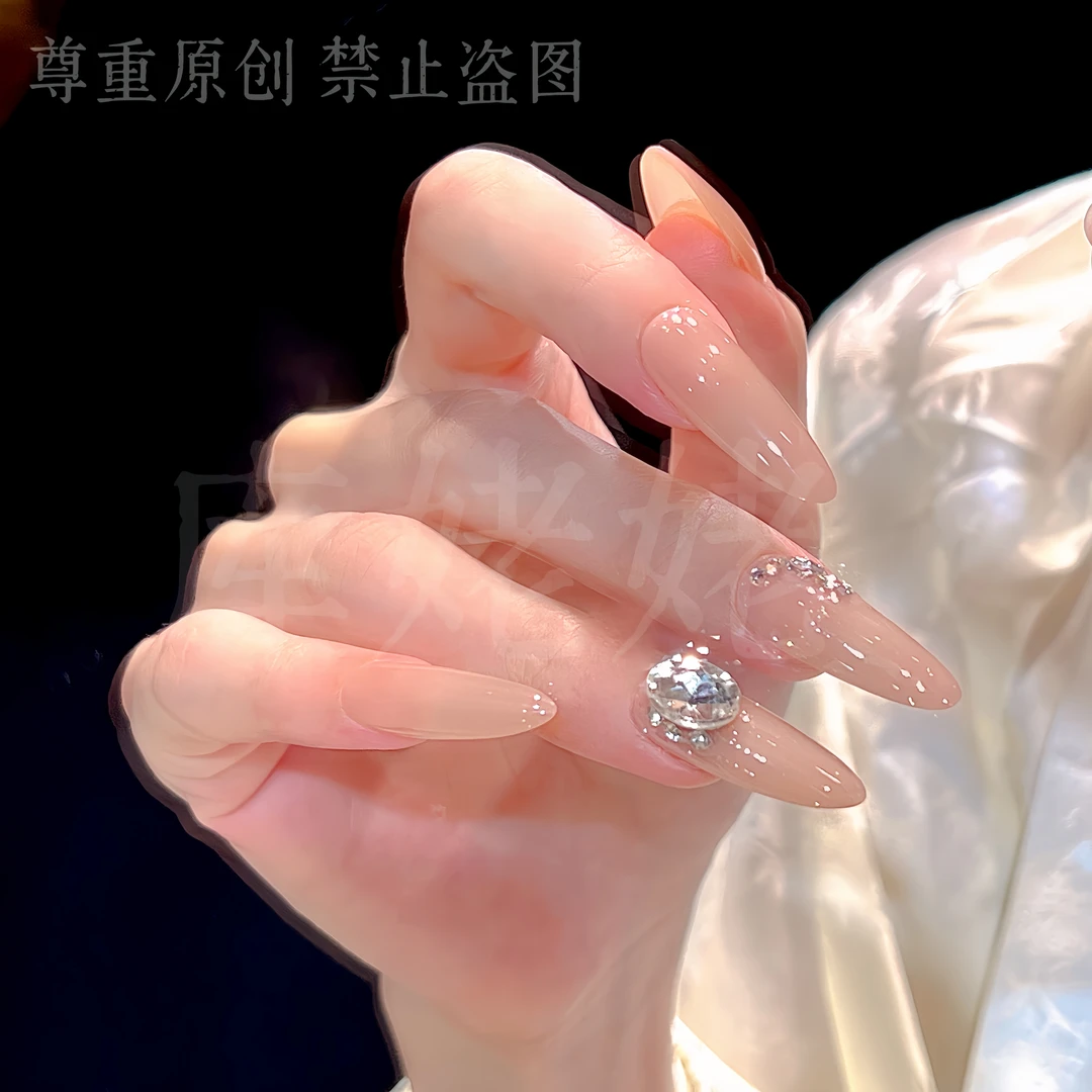 抚琴【现】Kull·库姥姥轻奢系列Nail 手工长款纯欲气质裸色穿戴美甲