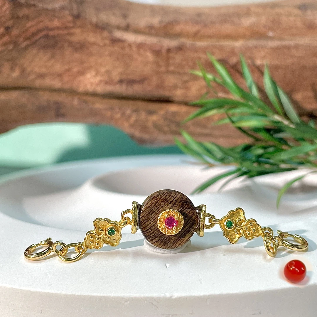 【陌玉精选】天然沉香平安扣延长链/一件 多样性发