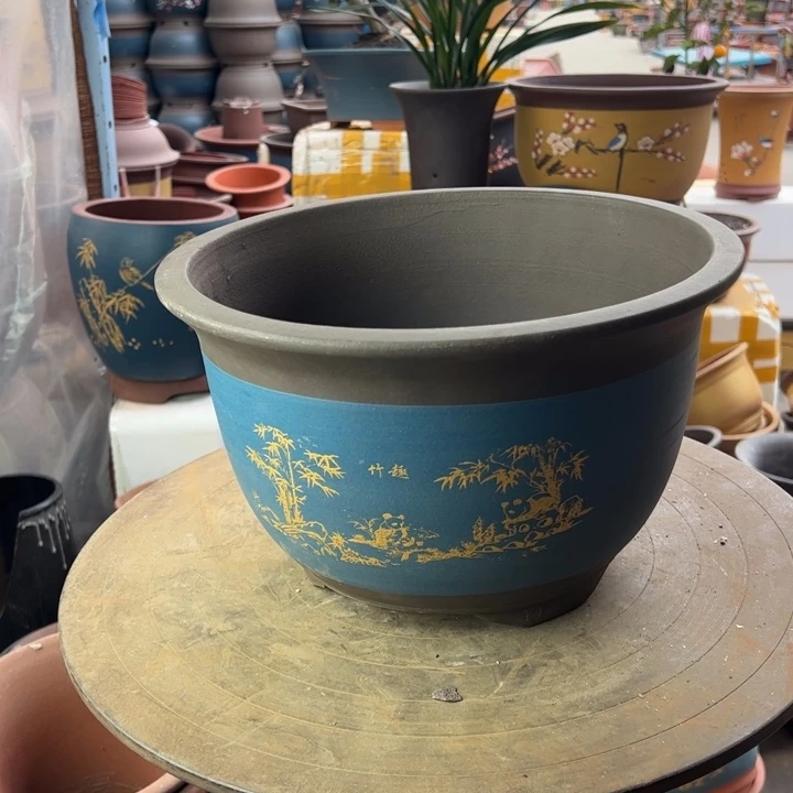 紫砂蓝熊猫中 口径30×18