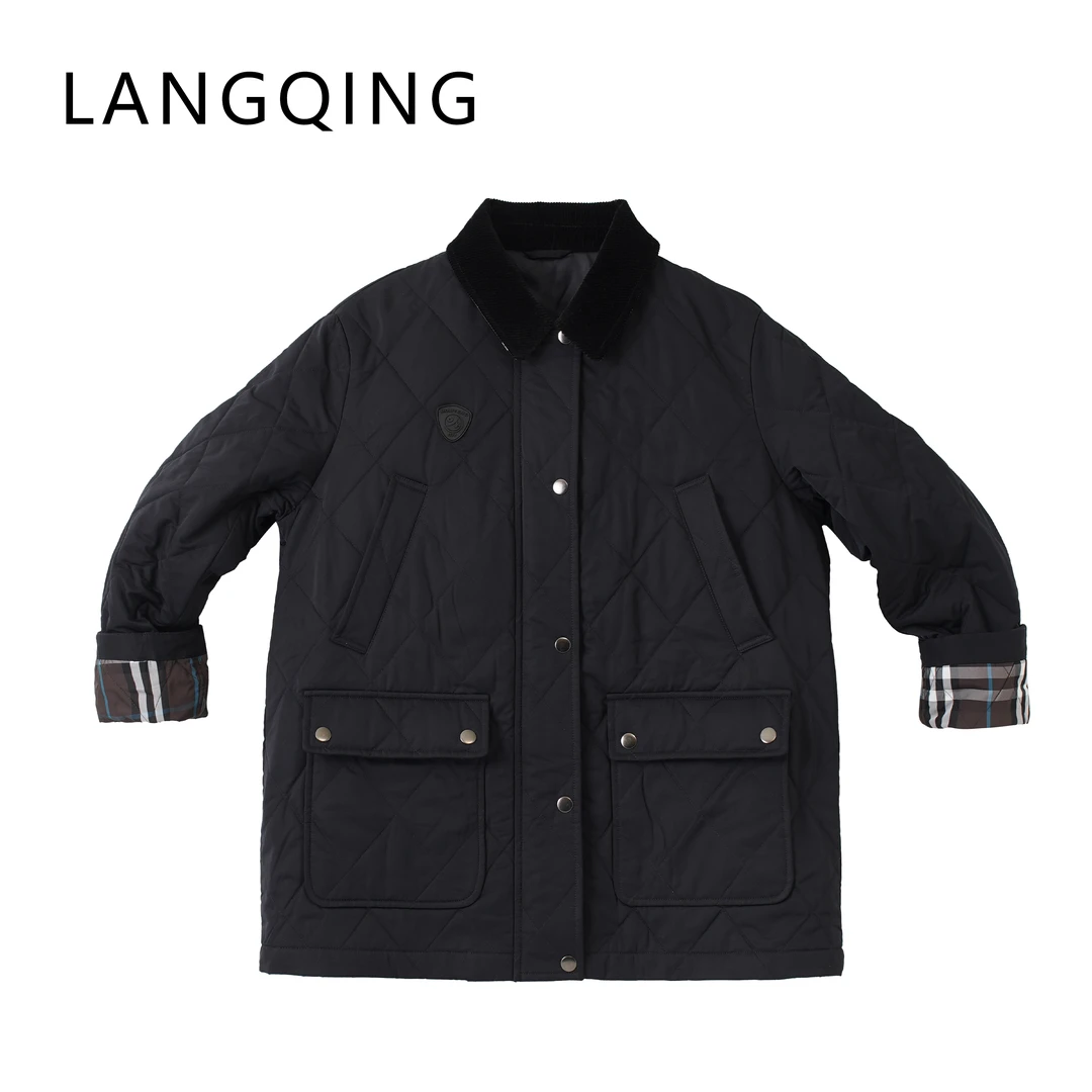 浪清/女装推荐 拉托娜藏青色立领棉衣43205#