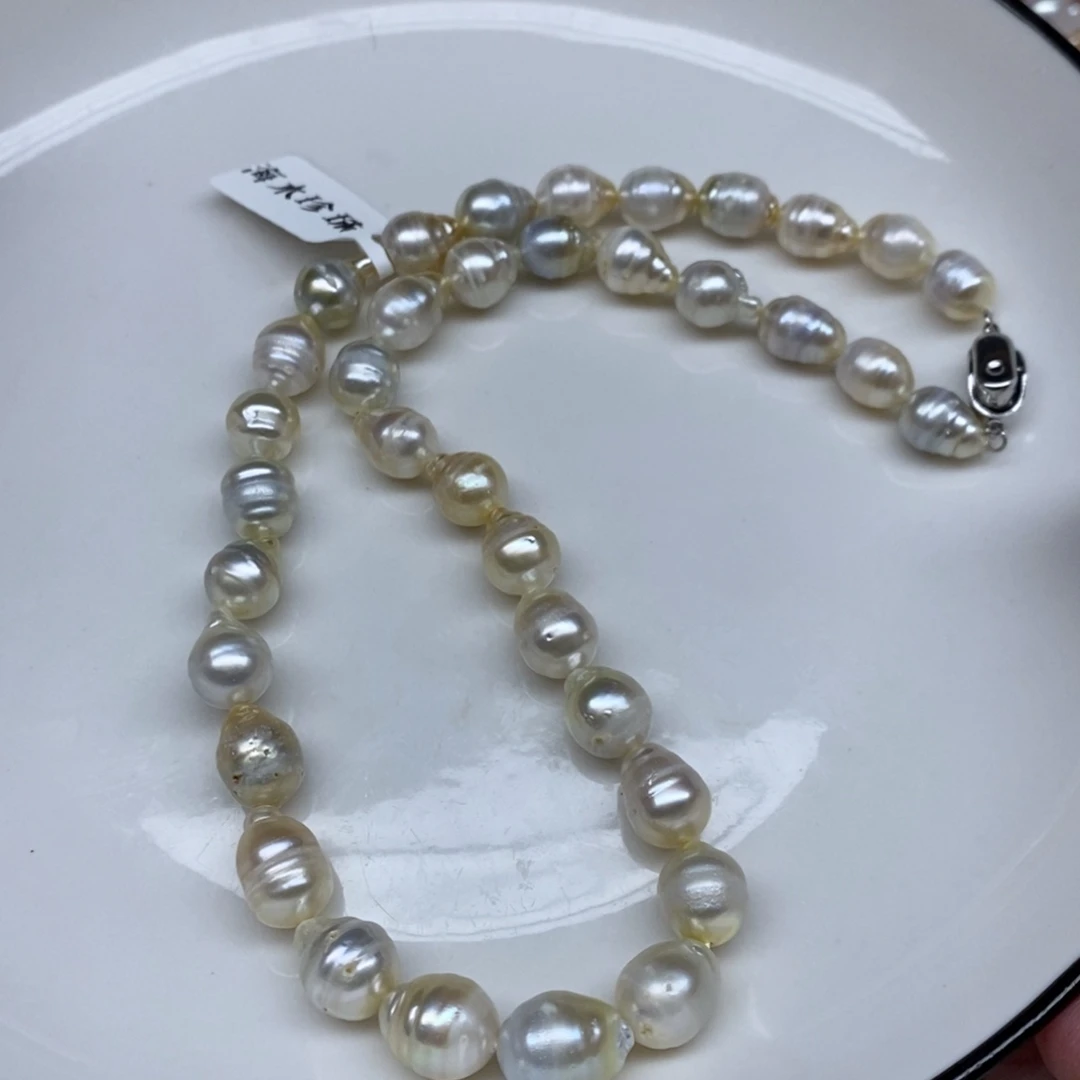 颈饰未镶嵌海水珍珠干枯澳白8-10
