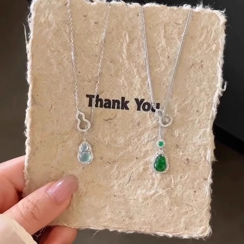 不锈钢锆石吊坠 新中式福禄双环葫芦项链饰品女轻奢国风精致叠戴