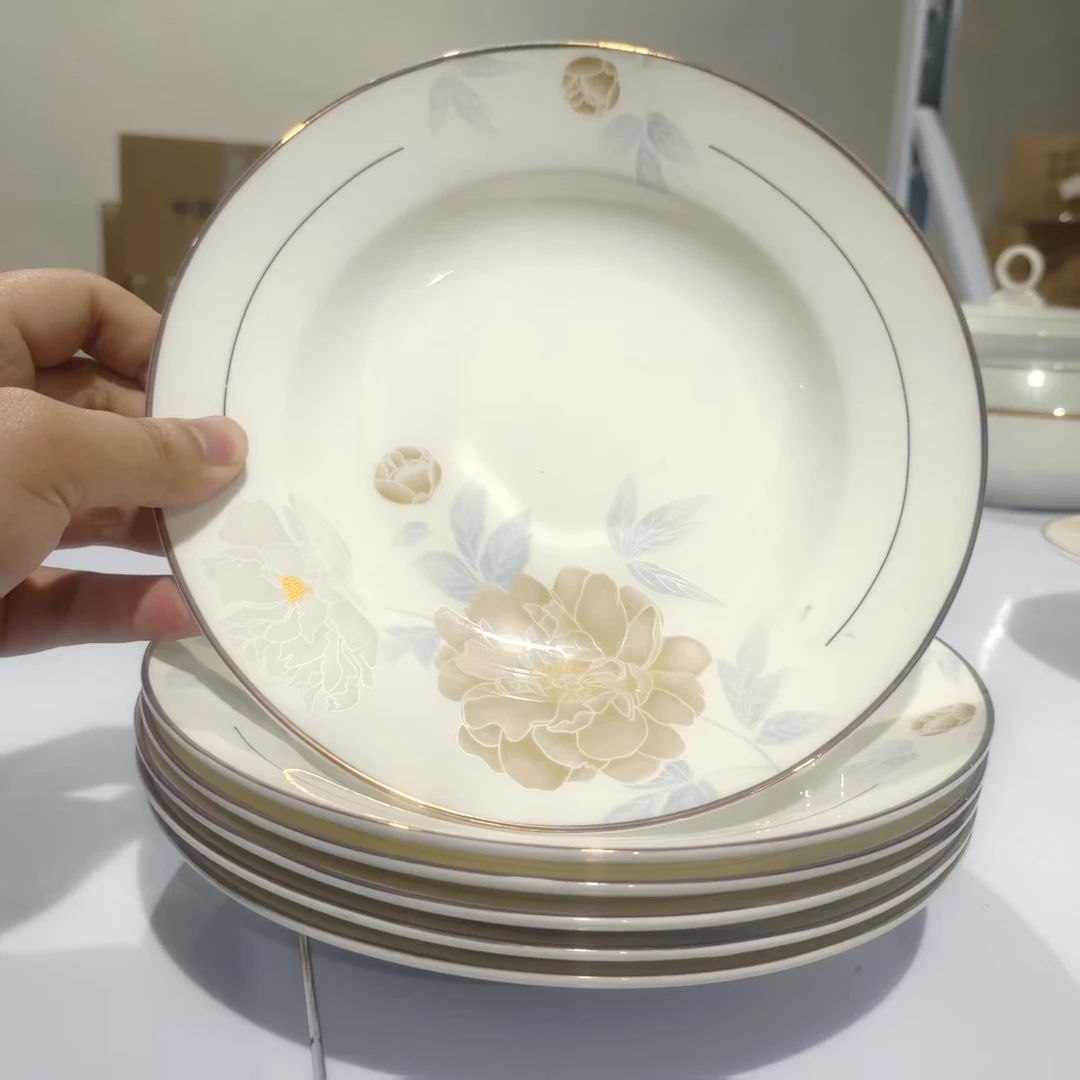 雅清8寸浅盘6个装景德镇高温餐具
