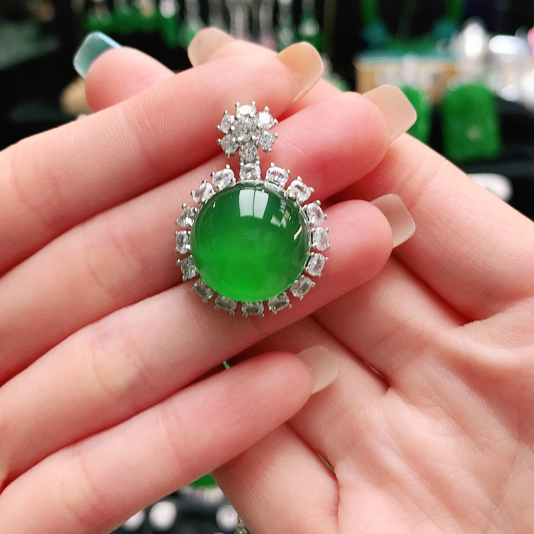 玛瑙/玉髓银S925镶嵌吊坠