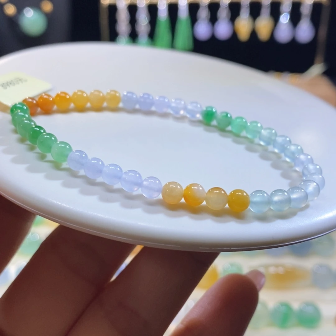 翡翠未镶嵌吊坠(不含链)翡翠渐变色圆珠小手串放漏价