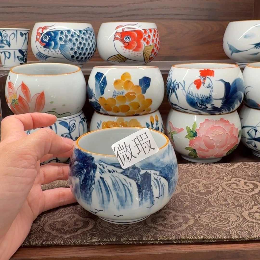 釉下手绘茶具微瑕