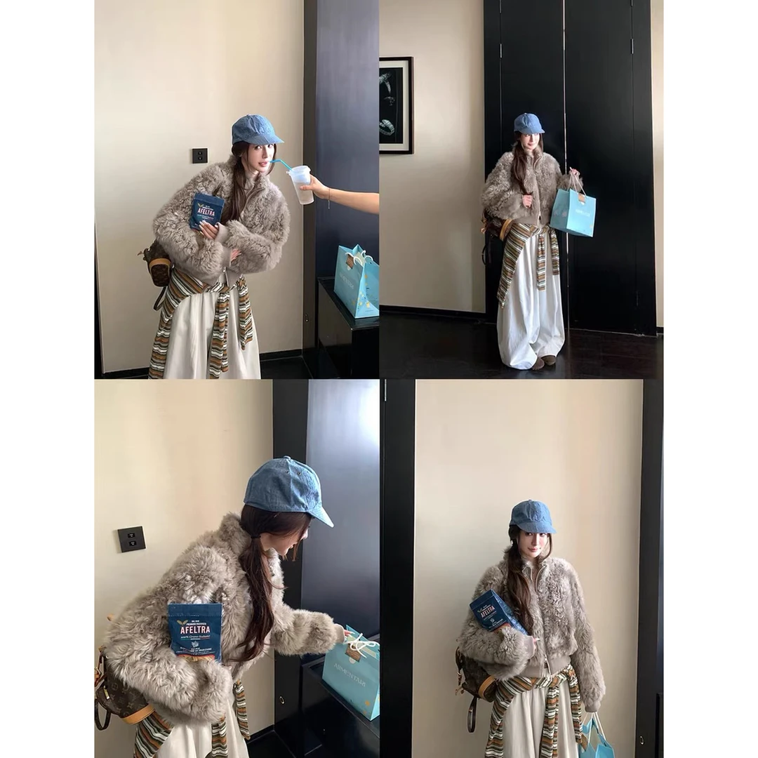 霓虹千金 2025秋冬百搭自留！显瘦款！超时髦秋冬短款毛毛外套