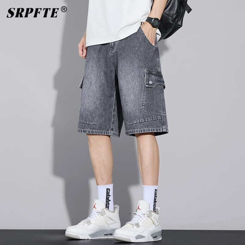 工装牛仔短裤男生2025夏季新款美式潮牌5分休闲宽松直筒五分中裤