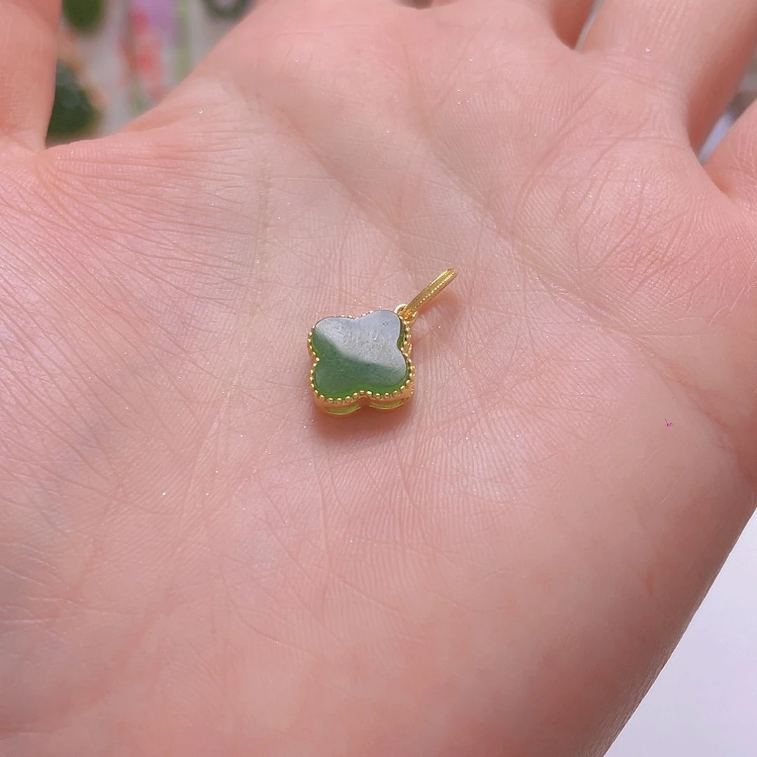 和田玉颈饰银S925镀金镶嵌乔**选