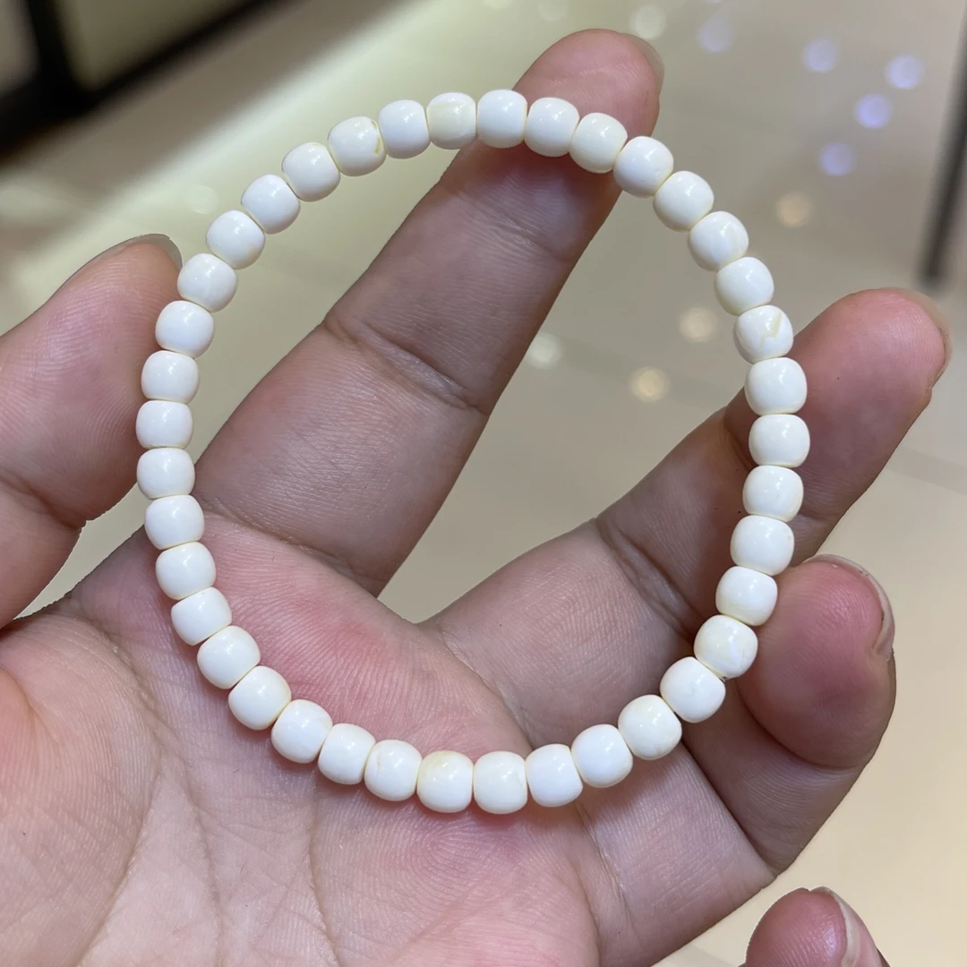 5.5mm白蜡手串蜜蜡老型白色时尚百搭简约素圈经典渐变单圈女款