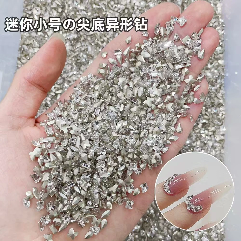 美甲锆石饰品5A迷你尖底异形镀膜锆石美甲钻奢华尖底钻微钻