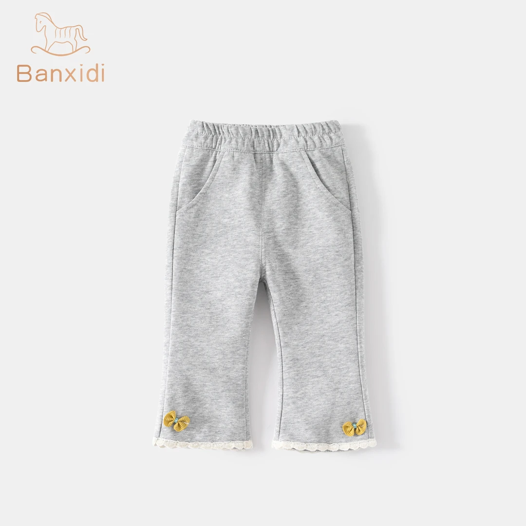 班喜迪女童裤子秋季新款洋气休闲长裤宝宝卫裤小童秋装儿童喇叭裤