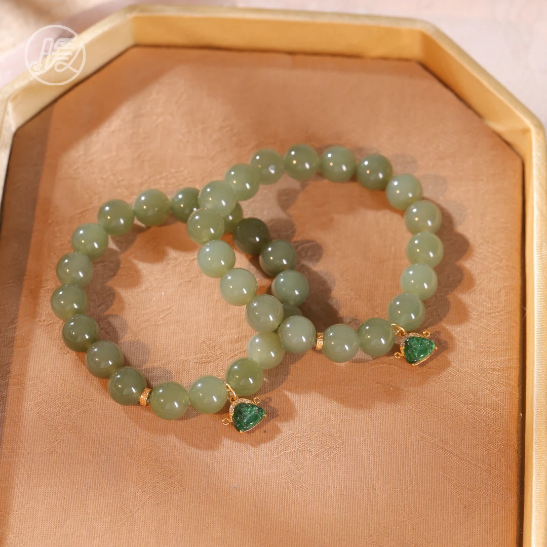 单圈和田玉手串9mm+搭配小佛手链A6710多样性发一