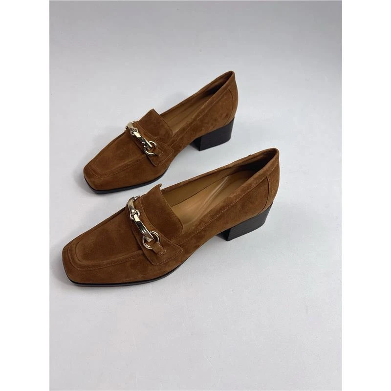 出口外贸羊皮中跟单鞋美拉德色系乐福鞋35-44码舒适百搭