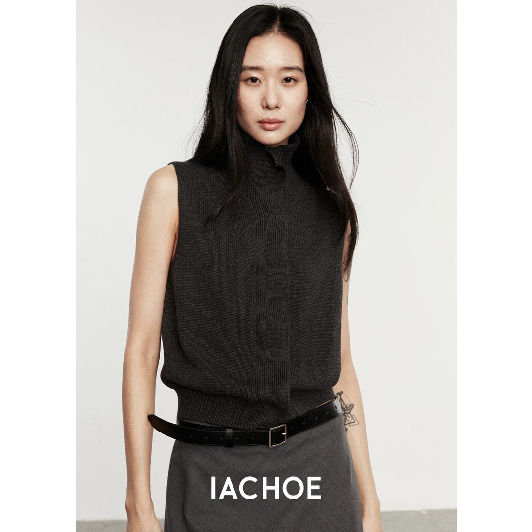 IACHOE【海派摩登】高领夏季针织马甲3561599006