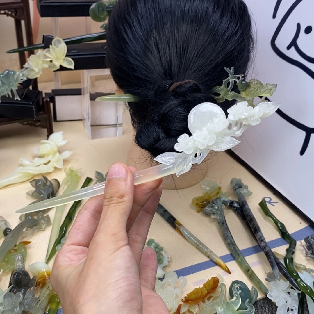蛇纹石玉合金发饰