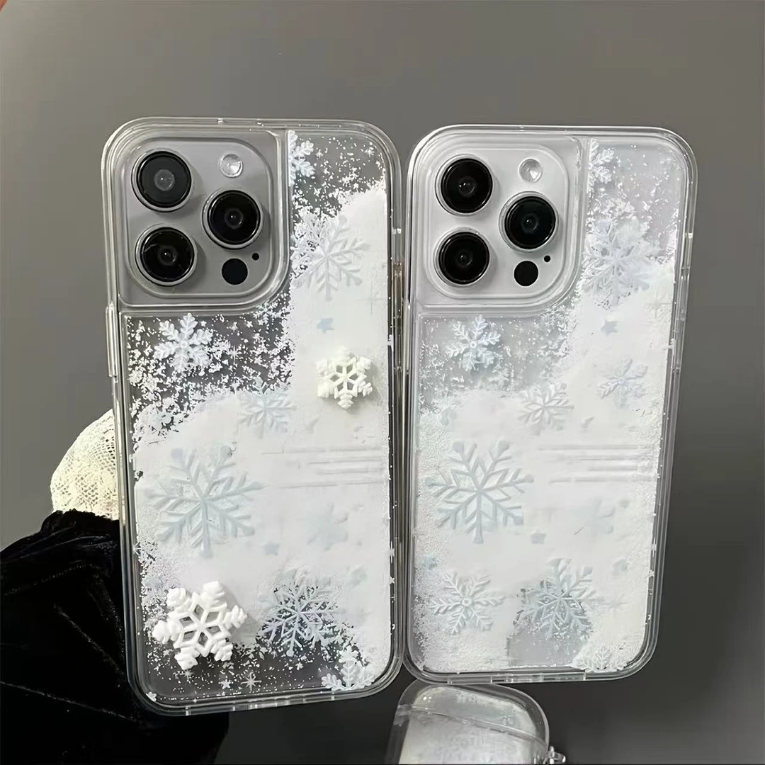 雪花流沙手机壳适用iPhone17苹果/华为/荣耀/oppo/vivo/小米/红米