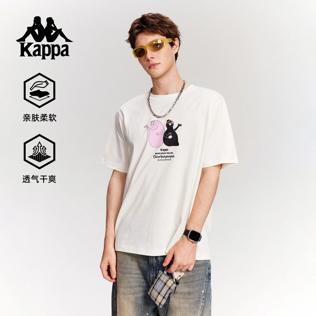 Kappa/卡帕巴巴爸爸×Kappa卡帕男女运动短袖宽松卡通t恤纯棉上衣