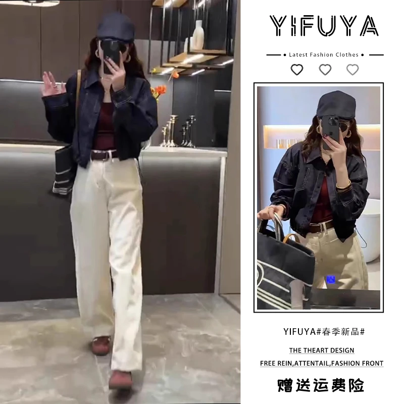 春季搭配一整套2025复古设计感单排扣polo领衬衫阔腿裤时尚套装