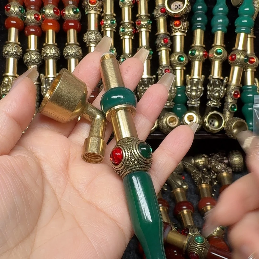 黄铜绿色烟锅2公分