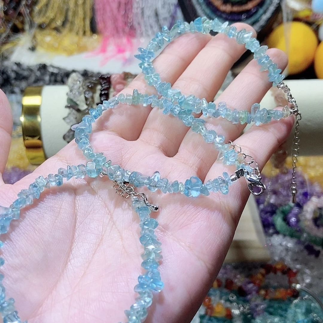 未镶嵌珠宝半成品水晶小蓝磷灰