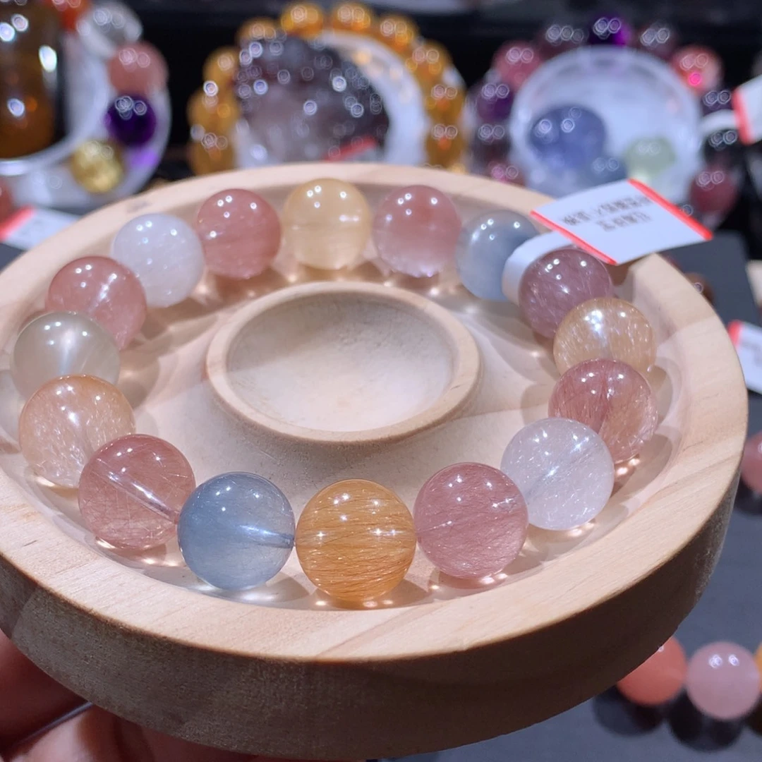 未镶嵌水晶手链彩兔毛12mm