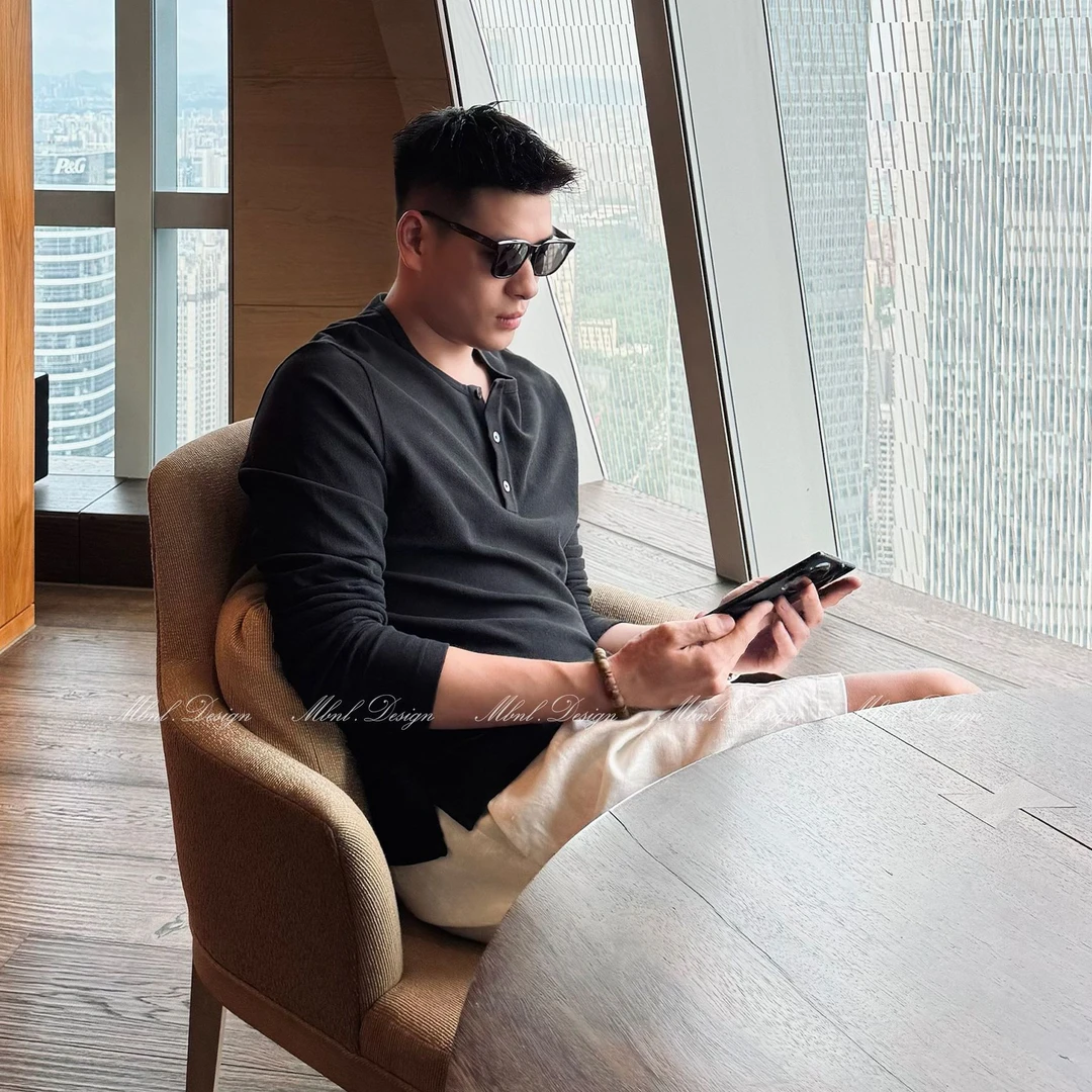 MBNL-F「慵懒时光」秦磊男装100棉素色简裁长袖polo衫LL-SSY1125