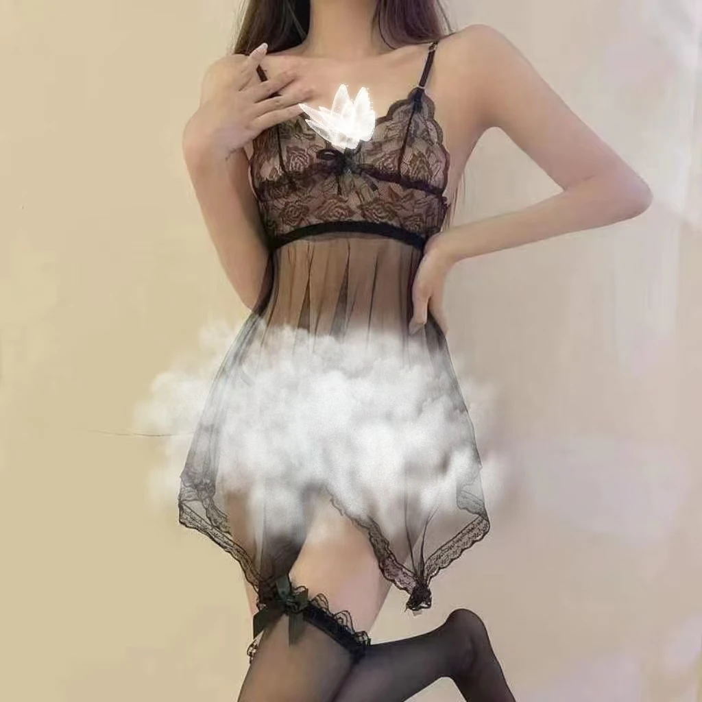 心事（80-150斤）大码性感蕾丝边网纱显瘦睡裙4800