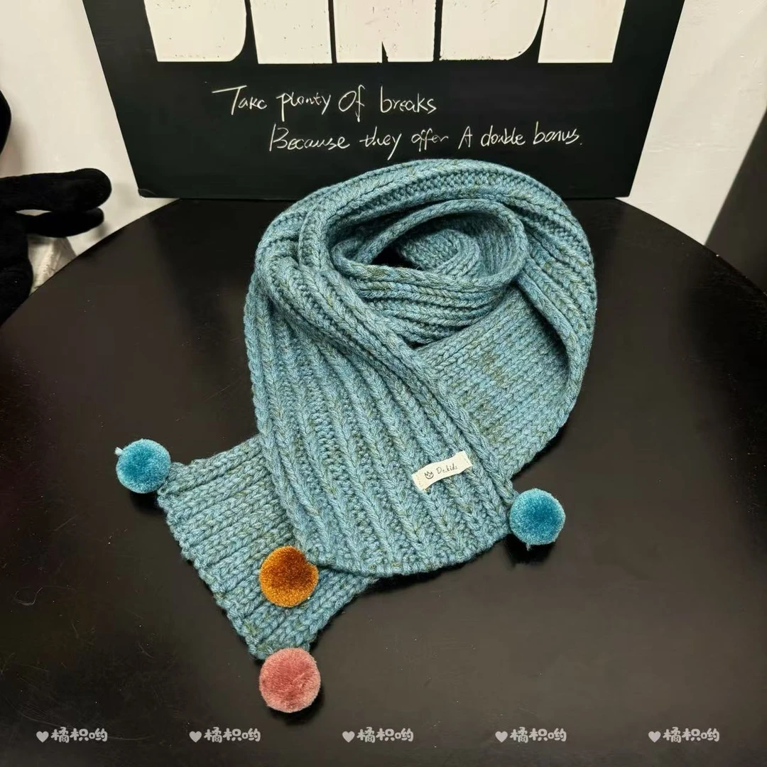 【橘枳哟】秋冬彩球围巾