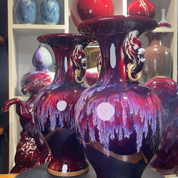 陶摆件钧瓷无双窑变无对