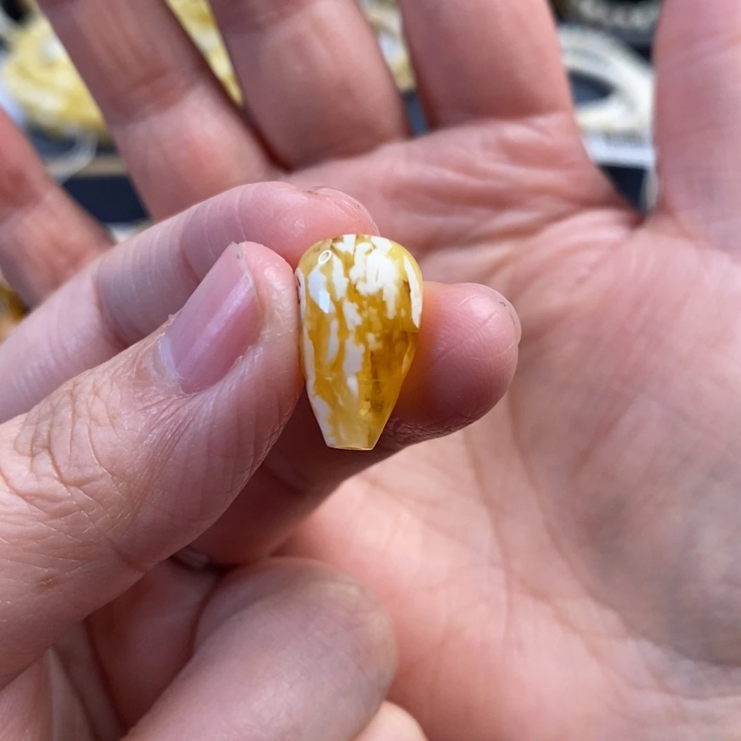 蜜蜡未镶嵌裸石金漆虎皮纹三通10.5