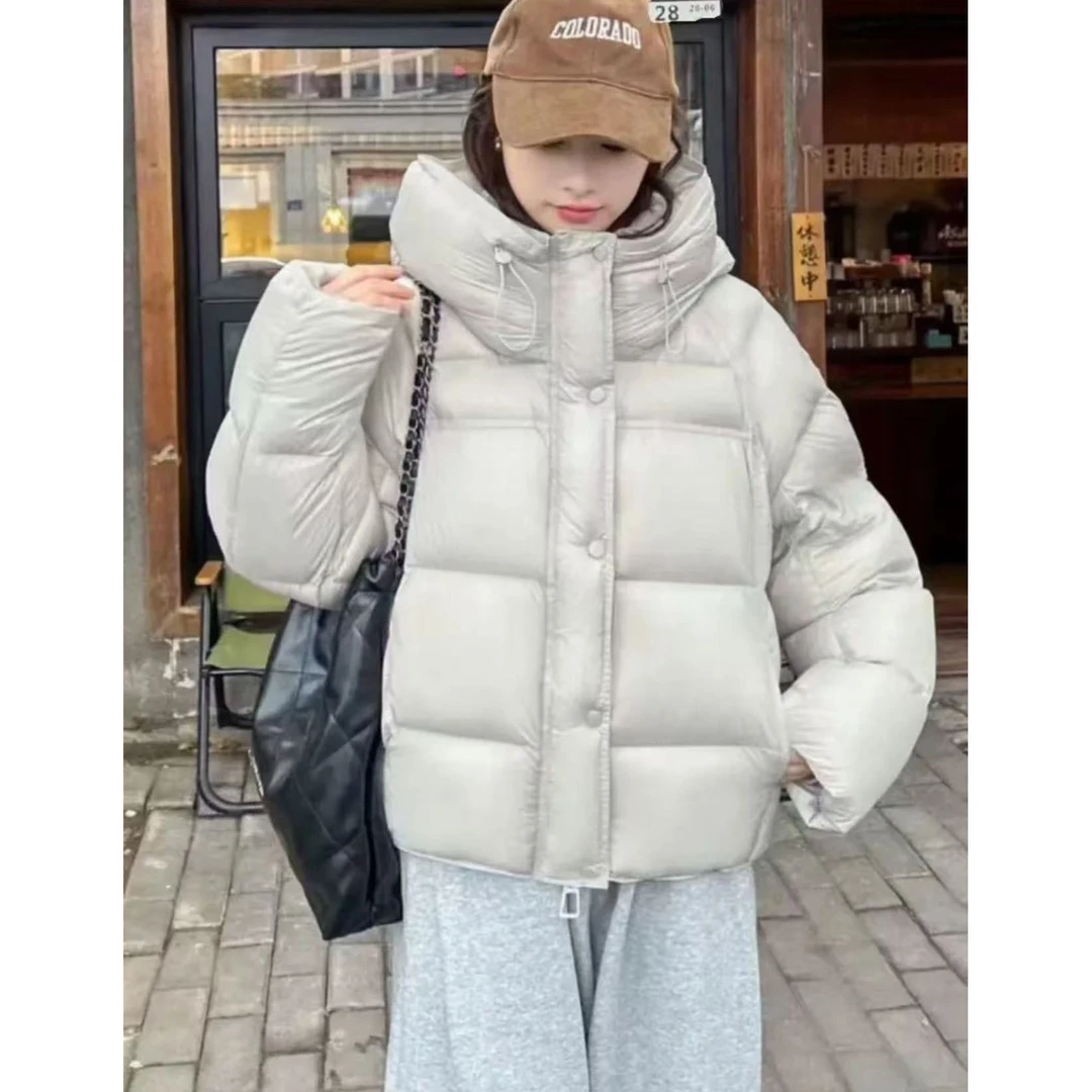 【卓鼎】90新国标白鸭绒新款羽绒服短款连帽泡芙加厚时尚保暖冬9