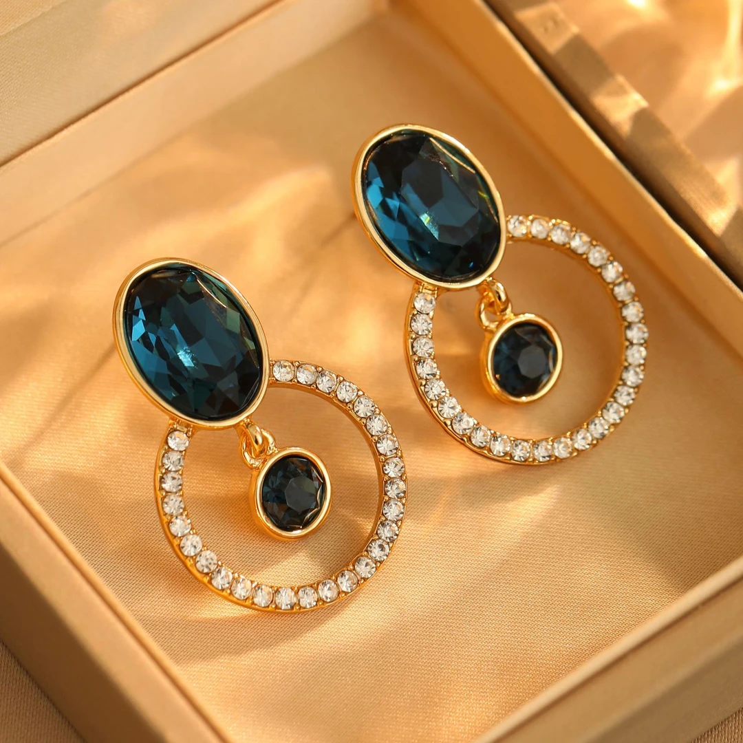 铜合金合成锆石耳饰 【容儿专属】气质轻奢百搭时尚小众设计感耳环