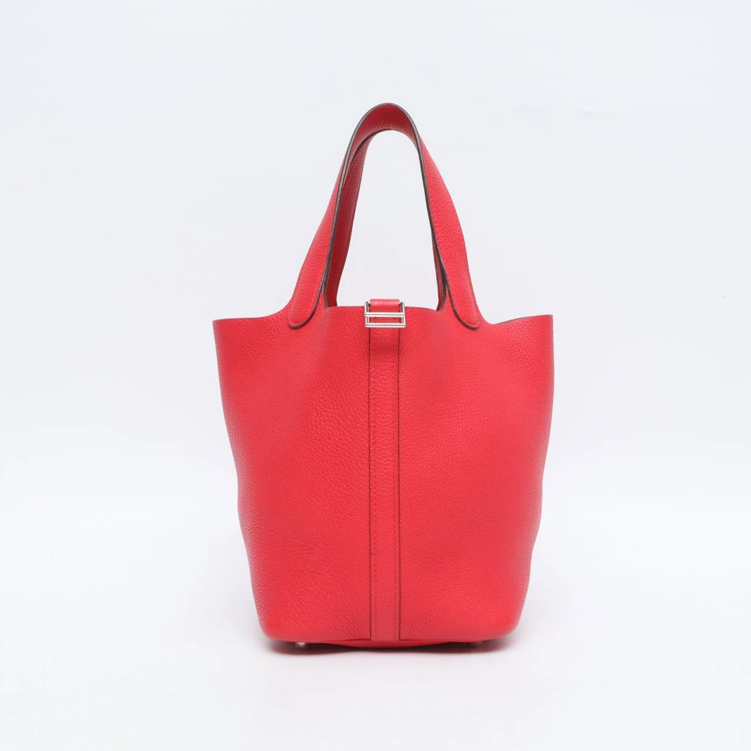 99新 Hermes/爱马仕 小花6欢 18 菜篮子 S3心红色 TM皮 D刻 银扣