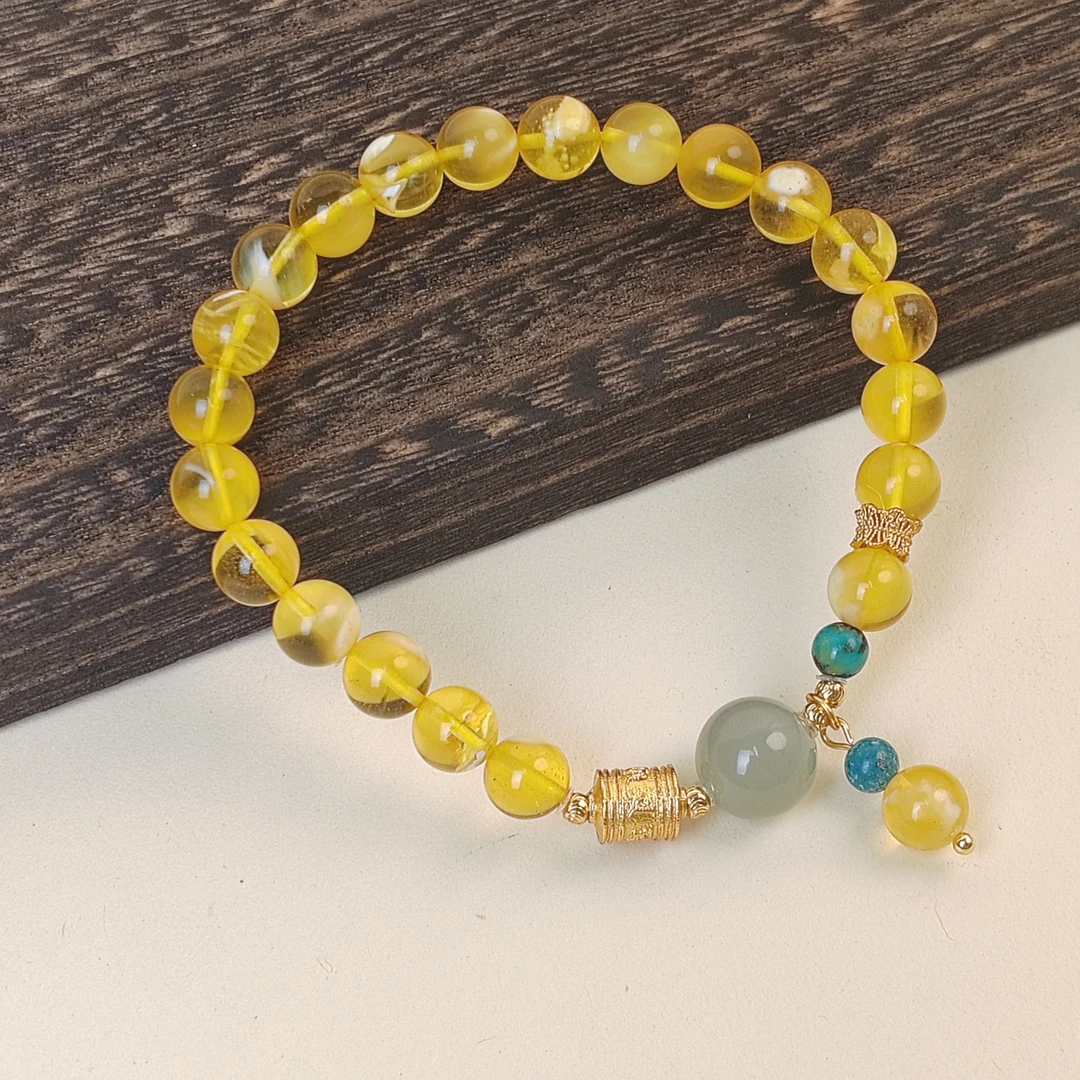 宠粉福利 蜜蜡和田玉单圈手串（多样性发其一）