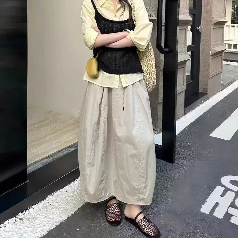 半身裙女拼接裙子简约百搭南瓜裙中长款夏季裙子高腰时尚裙子