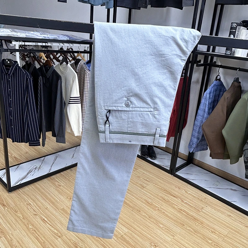 棉麻！素净商务时尚休闲男裤修身直筒轻薄透气长裤 Y5T0657