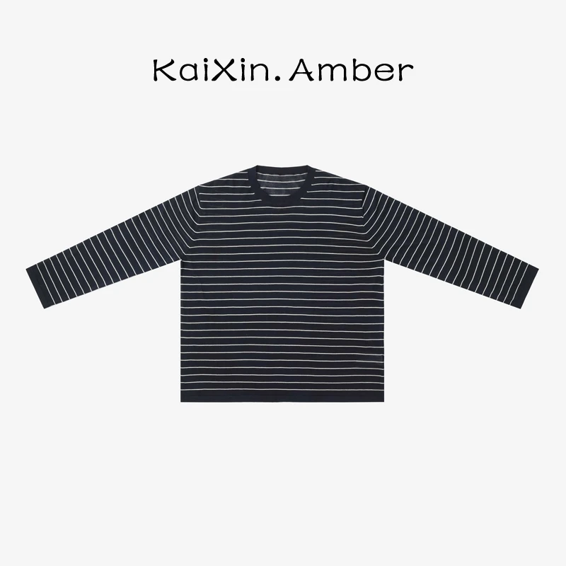 【左岸慢调】细条纹长袖上衣松紧百搭针织衫 KX