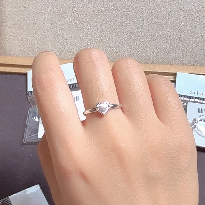 足银足银心心相印戒指